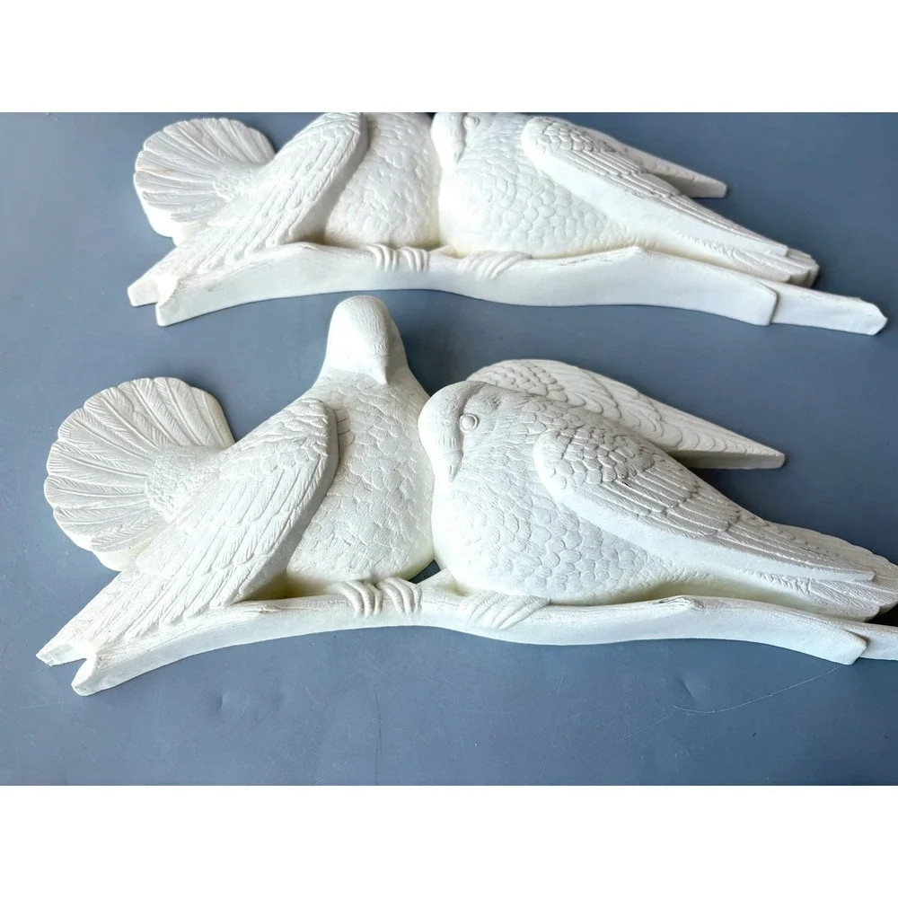 Vintage 1976 Burwood Products White Dove Wall Hanging‎ Set 2024 MCM Birds 2pc